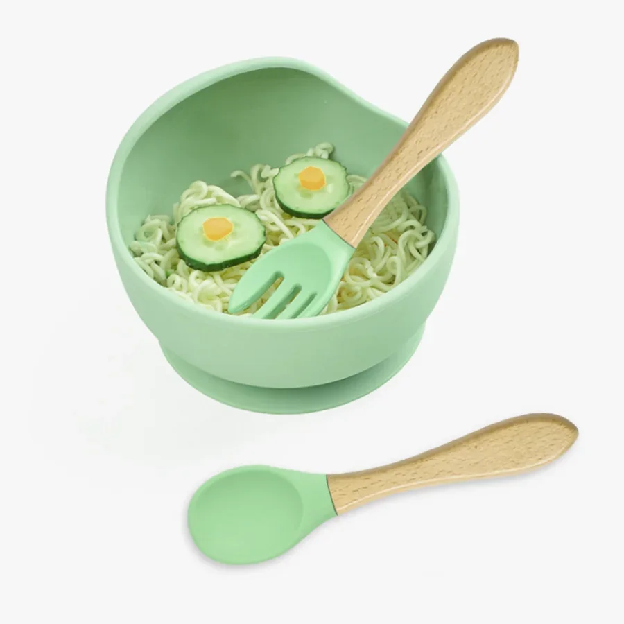 Silicon baby feeding bowl + spoon - Image 2