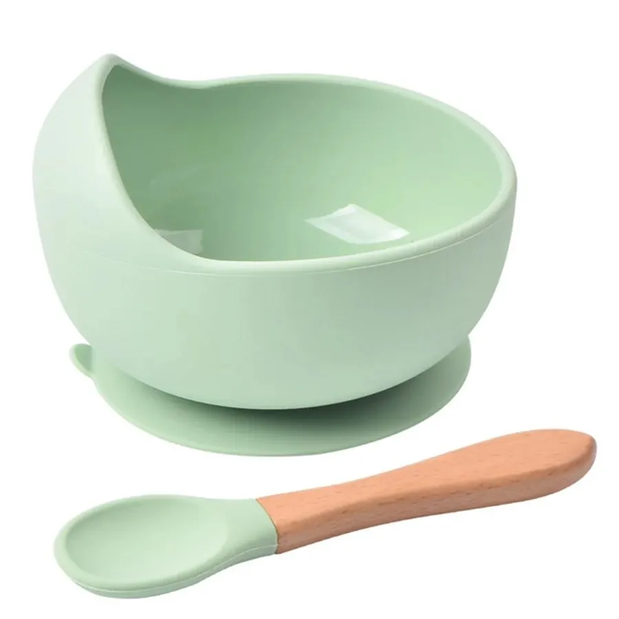 Silicon baby feeding bowl + spoon